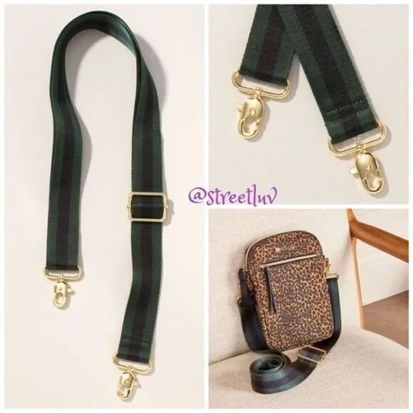 🎃 stella & dot ~ gold hunter green navy ~ adjustable bag strap - Picture 1 of 9